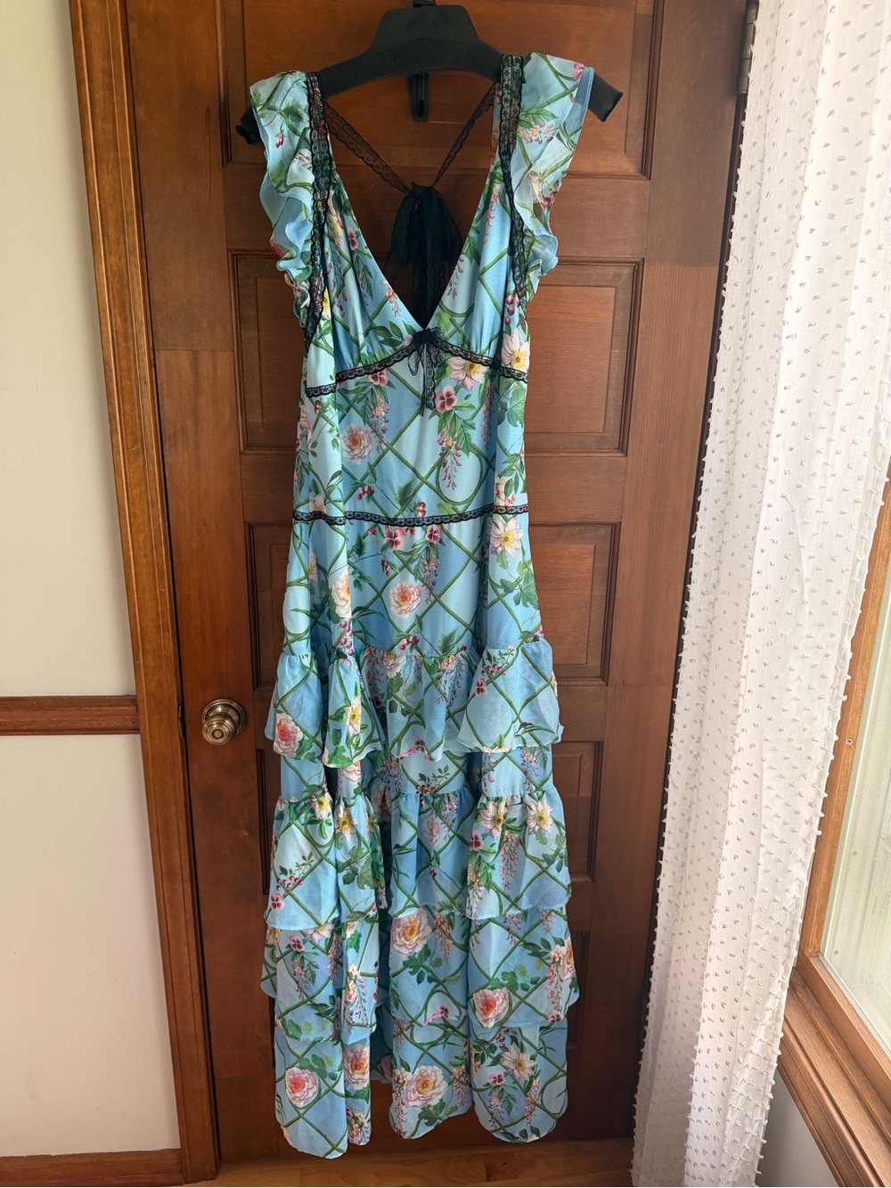 BHLDN from Anthropologie Tiered Maxi Dress in Blue Garden Pattern - Picture 3 of 10